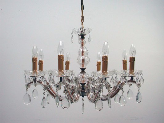 Italian Brass And Crystal 8 Light Chandelier 1950s For At Pamono Crystal 8 Light Chandelier 1950s, Desk Lamp Chandelier Crystal