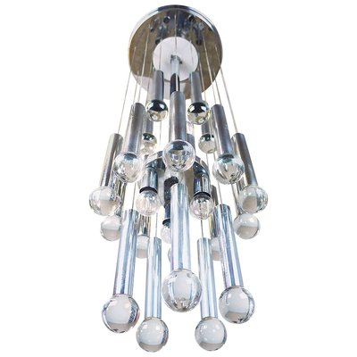 Italy Sputnik Cascade Chandelier In, Crystal Ball And Chrome Chandelier