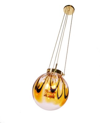 Allieret udlejeren Nordamerika Pendant Light in Amber Murano Glass & Gilt-Brass, 1960s, Germany for sale  at Pamono
