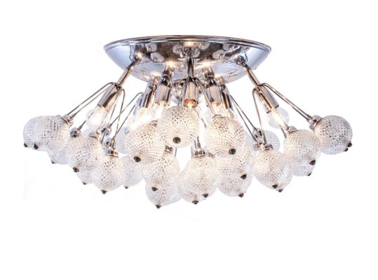 Large Italian Starburst Flush Mount Ceiling Lamp In Bubble Glass Chrome 1960s For At Pamono Large Italian Starburst Flush Mount, Starburst Flush Mount Light Fixture