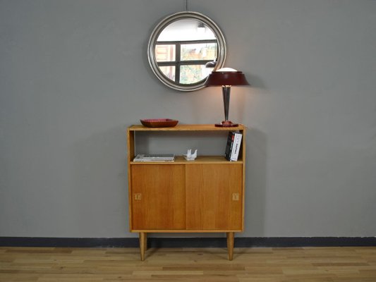 Sliding Doors In Teak Denmark 1960s, Small Stereo Cabinets With Glass Doors