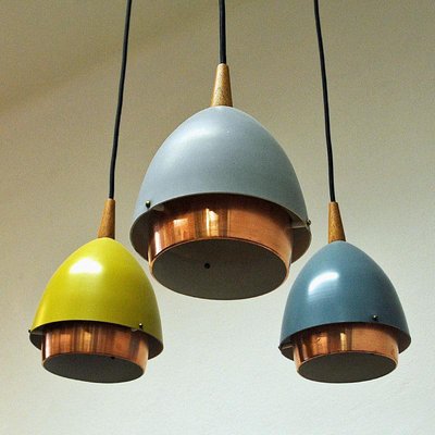 Ceiling Lamp With Colored Metal Shades, Copper Coloured Lamp Shades India