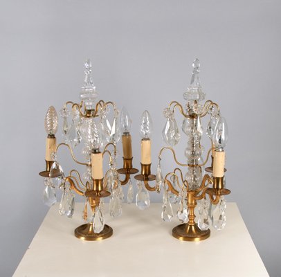Crystal Chandelier Table Lamps France, Vintage Candelabra Table Lamps Crystals
