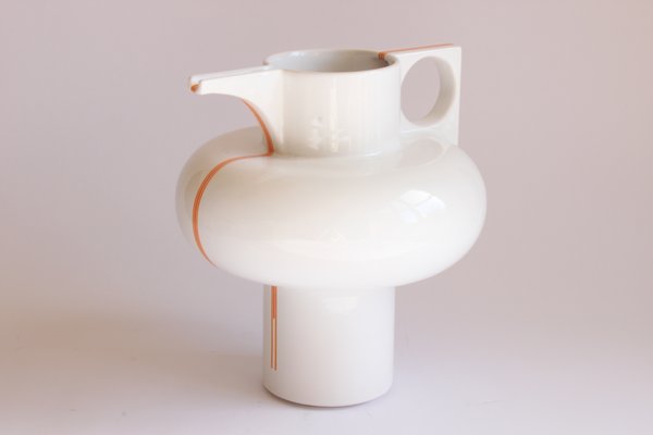 Orange Striped Ceramic Pitcher or Vase by Sergio Asti for Cedit, Italy,  1960s