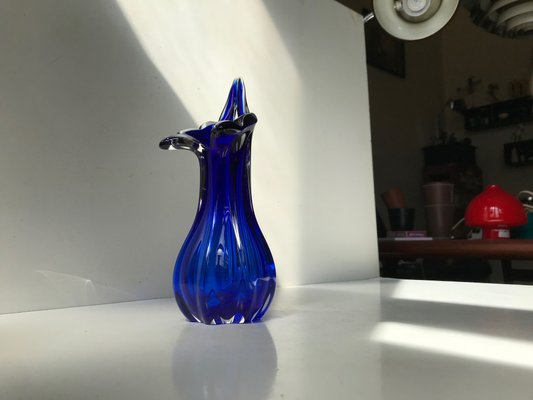 Grand Vase Murano En Verre Soufflé Multicolore - Style Art Déco - Occasion