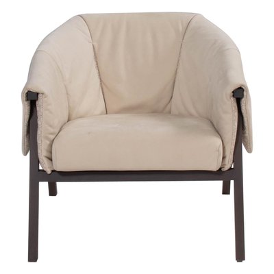 Okumi Cream Leather Armchair by Studio Catoir for Ligne Roset for