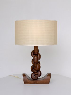 Vintage Sculptural Wooden Table Lamp, African Themed Table Lamps