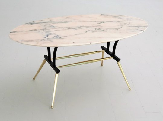 Vintage Italian Side Table In Marble, Vintage Round Marble Top Side Table