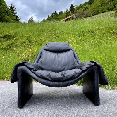 Black P60 Lounge Chair by Vittorio Introini for Saporiti, Italy