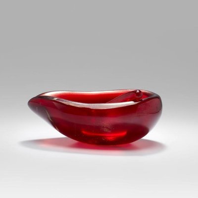 Carlo Scarpa for Venini Murano Glass Bowls- Red/Gold