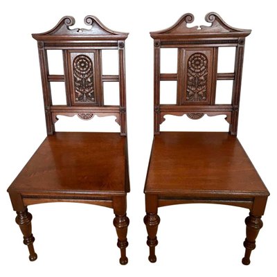 Antique Carved Walnut Hall Chairs By Simpson Sons Halifax Set Of 2 For Sale At Pamono Antique Carved Walnut Hall Chairs By Simpson Sons Halifax Set Of 2 For Sale At Pamono