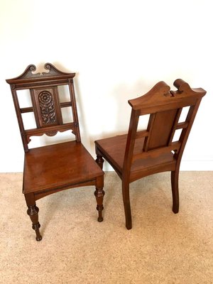 Antique Carved Walnut Hall Chairs By Simpson Sons Halifax Set Of 2 For Sale At Pamono Antique Carved Walnut Hall Chairs By Simpson Sons Halifax Set Of 2 For Sale At Pamono