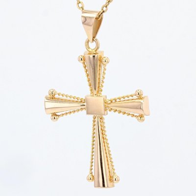 Modern 18 Karat Rose Gold Cross Pendant 