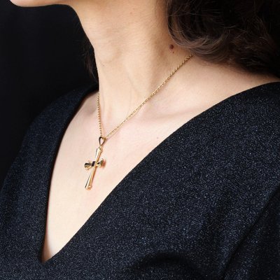 Modern 18 Karat Rose Gold Cross Pendant 