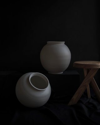 6\u201d Handmade Off-White Moon Jar
