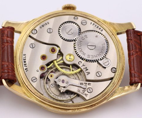 Orologio Omaize Cyma vintage in oro 18k, anni '50 in vendita su Pamono