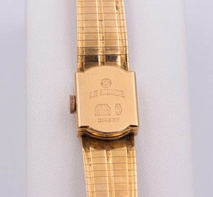 Orologio a bracciale Lady Le Monde vintage in oro 18k, anni '50 in vendita  su Pamono