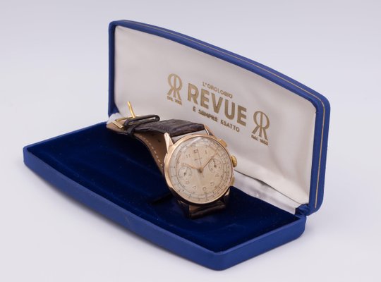 Cronografo vintage color oro di Revue Thommen, anni '50 in vendita su Pamono