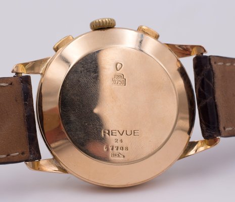 Cronografo vintage color oro di Revue Thommen, anni '50 in vendita su Pamono