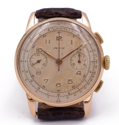 Cronografo vintage color oro di Revue Thommen, anni '50 in vendita su Pamono