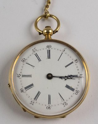 Reloj antiguo de oro con cadena decada de 1800 en venta en Pamono