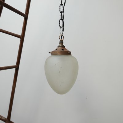 Antique German Etched Glass And Brass, Etched Glass Pendant Chandelier