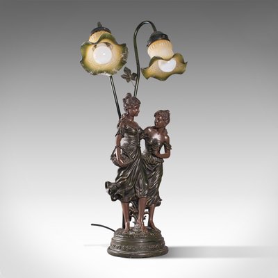 Vintage French Decorative Table Lamp In, Antique Bronze Figurine Table Lamps