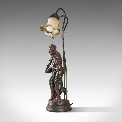Vintage French Decorative Table Lamp In Spelter Bronze With Female Figures For At Pamono Vintage French Decorative Table Lamp In, Antique Bronze Figurine Table Lamps