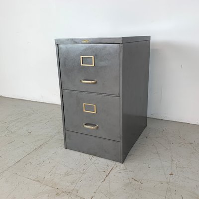 Polished Steel Filing Cabinet, Two Drawer Metal File Cabinet