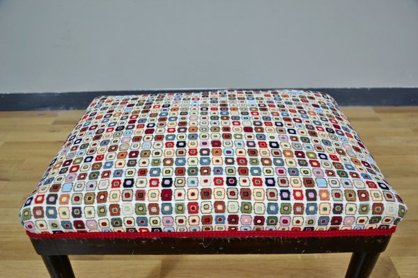Small Vintage Italian Upholstered Stool 1950s for sale at Pamono