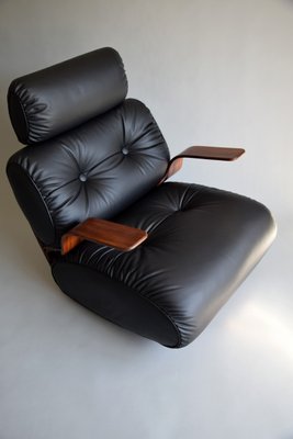 Mid-Century Modern Plywood and Leather Rocking Chair for Mid-Century Modern Plywood and Leather Rocking Chair for