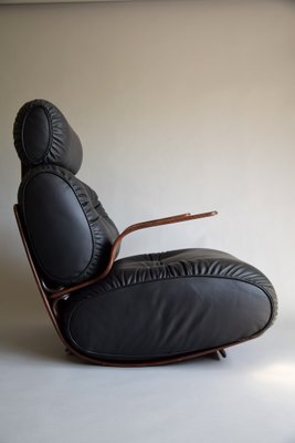 Mid-Century Modern Plywood and Leather Rocking Chair for Mid-Century Modern Plywood and Leather Rocking Chair for