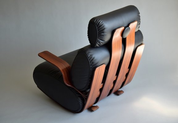 Mid-Century Modern Plywood and Leather Rocking Chair for sale at