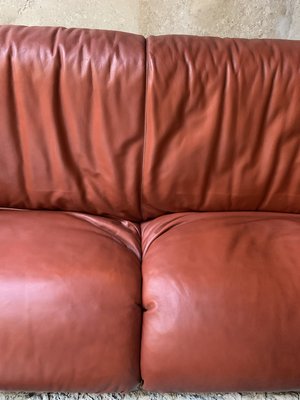 Italian Leather Sofa From Poltrona Frau, Red Italian Leather Sofa