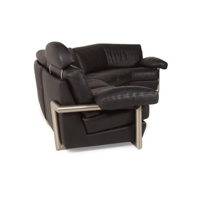 Medea Black Leather Corner Sofa From, Black Leather Corner Sofa And Chair