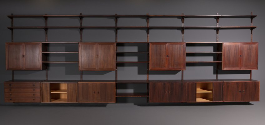 Wall Shelving System In Rosewood From, Wooden Wall Shelving Systems