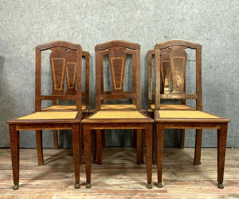 Empire Wooden Inlaid Dining Chairs Set, Empire Dining Chairs