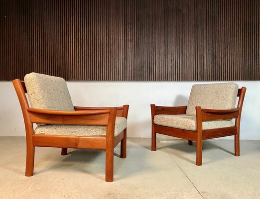 Danish Teak and Wool Easy Chairs from Dyrlund 1960s Set of 2 for