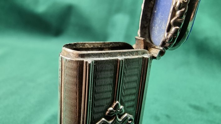 silver cigarette case with lighter Antique Silver Lighter Case with Blue Stones and Ornaments for sale at  Pamono