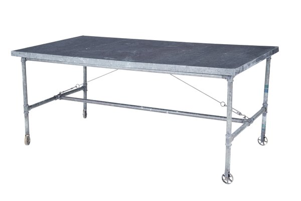 Early 20th Century Reclaimed Metal Industrial Table for sale at Pamono