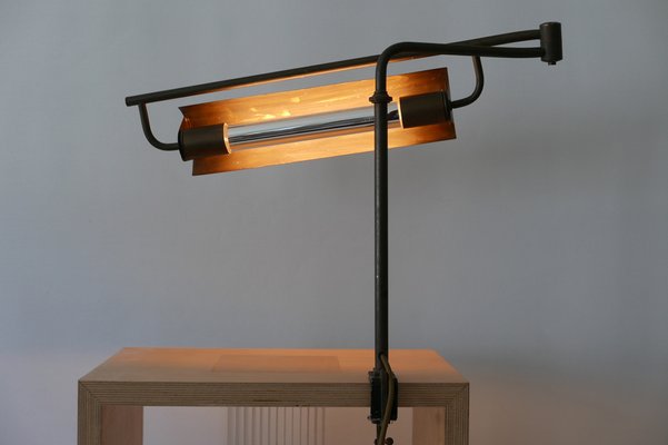 Modernist Bauhaus Articulated Brass Clamp Table Lamp Germany