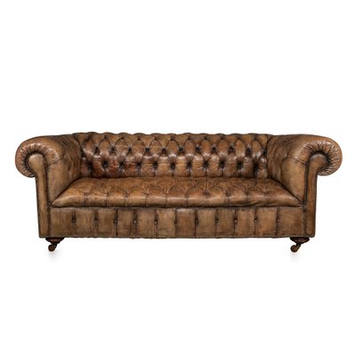20th Century Brown Leather Sofa With, Cigar Leather Sofa