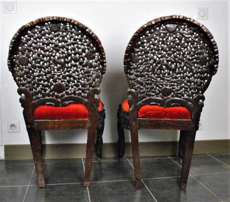 Carved Wood Chairs India Set Of 2 For At Pamono Carved Wood Chairs India Set Of 2 For, Carved Wooden Indian Furniture