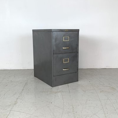 Vintage Art 2 Drawer Metal Stripped, Two Drawer Metal File Cabinet