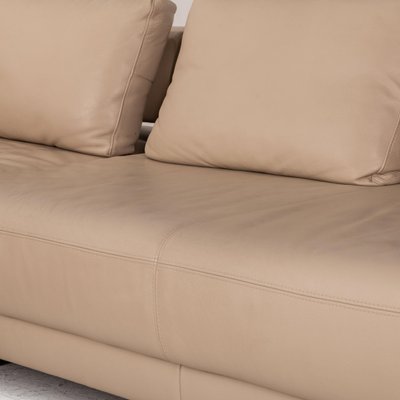 Brand Face Beige Leather Sofa By Ewald, Beige Leather Sofa