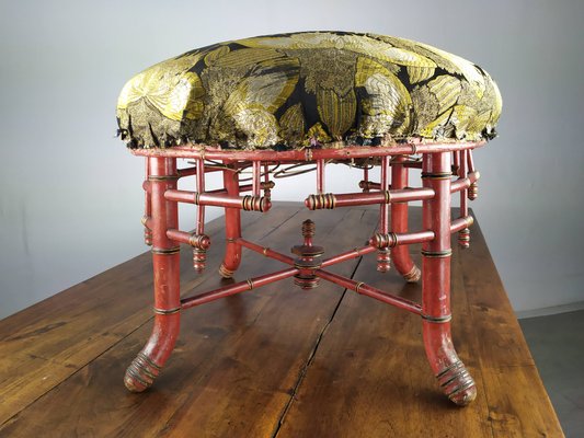 Chaise d' Epoque Napoléon III , Chaise Bambou, Tissu Aux Pap
