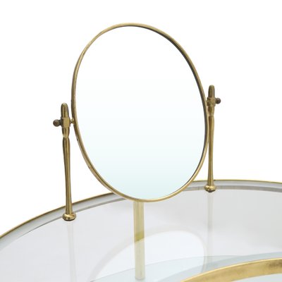 Vanity Table With Mirror In Brass And, Gold Glass Vanity Table