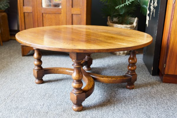 Circular Solid Oak Coffee Table From, Old Round Oak Coffee Table