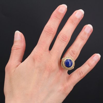 4 25 Carat Ring aus Lapis Lazuli 18 Karat Gelbgold 1960er bei