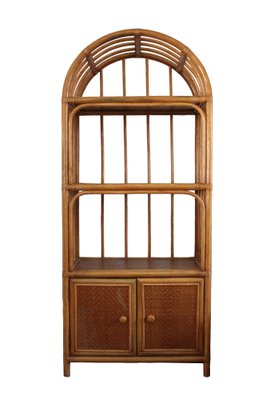 Arched Wall Cabinet With Rattan And Bamboo Shelves Bei Pamono Kaufen